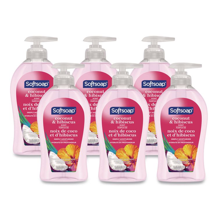 Liquid Hand Soap Pumps, Coconut and Hibiscus Scent, 11.25 oz, 6/Carton