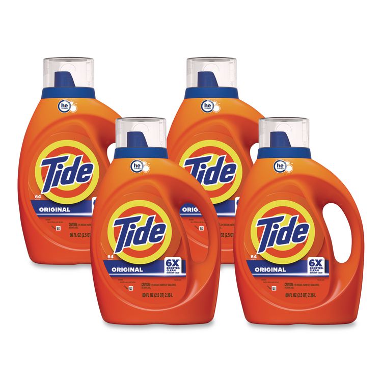 HE Laundry Detergent, Original Scent, Liquid, 64 Loads, 80 oz Bottle, 4/Carton