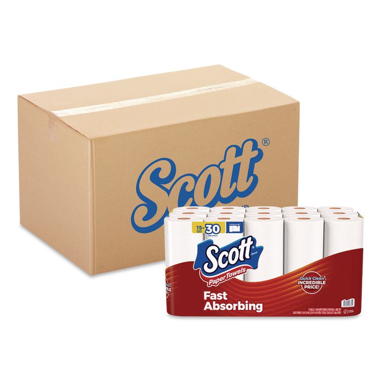 Choose-A-Sheet Kitchen Roll Paper Towels, Double Roll, 1-Ply, 7.31 x 11, White, 108 Sheets/Roll, 15 Rolls/PK, 2 Packs/Carton