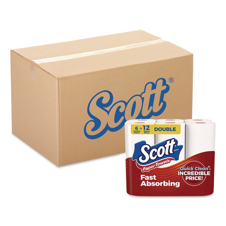 Choose-A-Sheet Kitchen Roll Paper Towels, Double Roll, 1-Ply, White, 108 Sheets/Roll, 6 Rolls/Pack, 4 Packs/Carton