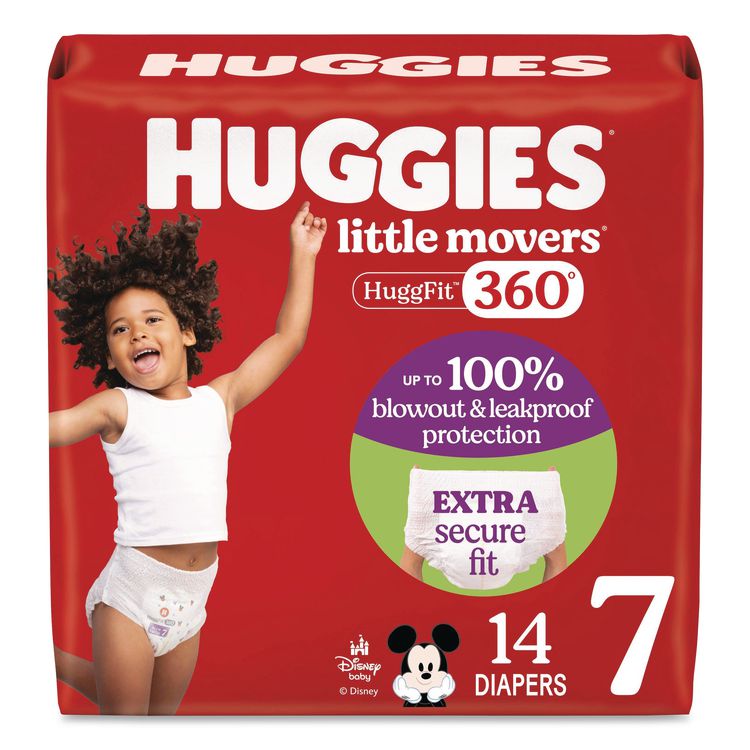 Little Movers HuggFit 360 Degree, Size 7, Over 41 lbs, Disney Design, 14/Pack