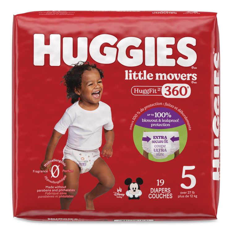 Little Movers HuggFit 360 Degree, Size 5, Over 27 lbs, Disney Design, 19/Pack