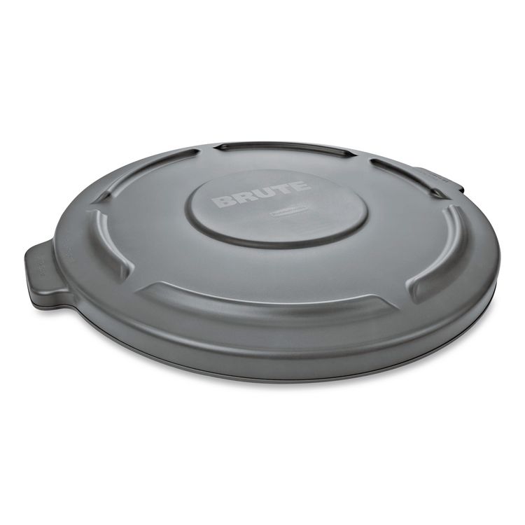 BRUTE Self-Draining Flat Top Lids for 20 gal Round BRUTE Containers, 19.88" Diameter, Gray