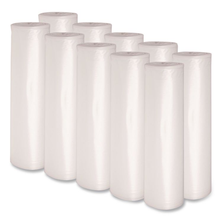 Recycled Low-Density Polyethylene Can Liners, 33 gal, 1.1 mil, 33" x 39", Clear, Perforated, 10 Bags/Roll, 10 Rolls/Carton