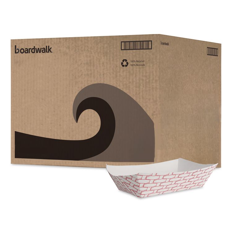 Paper Food Baskets, 5 Lb Capacity, Red/white, 500/carton
