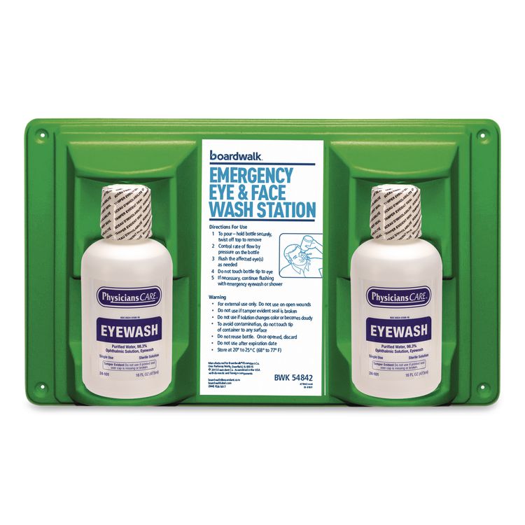Emergency Eyewash Station, 16 Oz Bottle, 2 Bottles/station