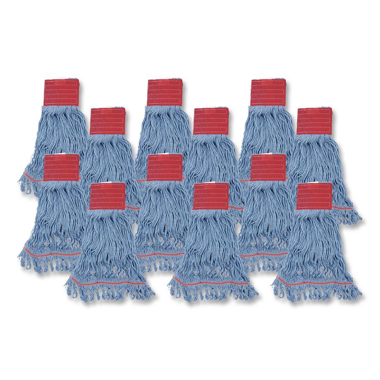 Pro Loop Web/Tailband Mop Head, Cotton/Polyester/Rayon, Large, Blue, 12/Carton