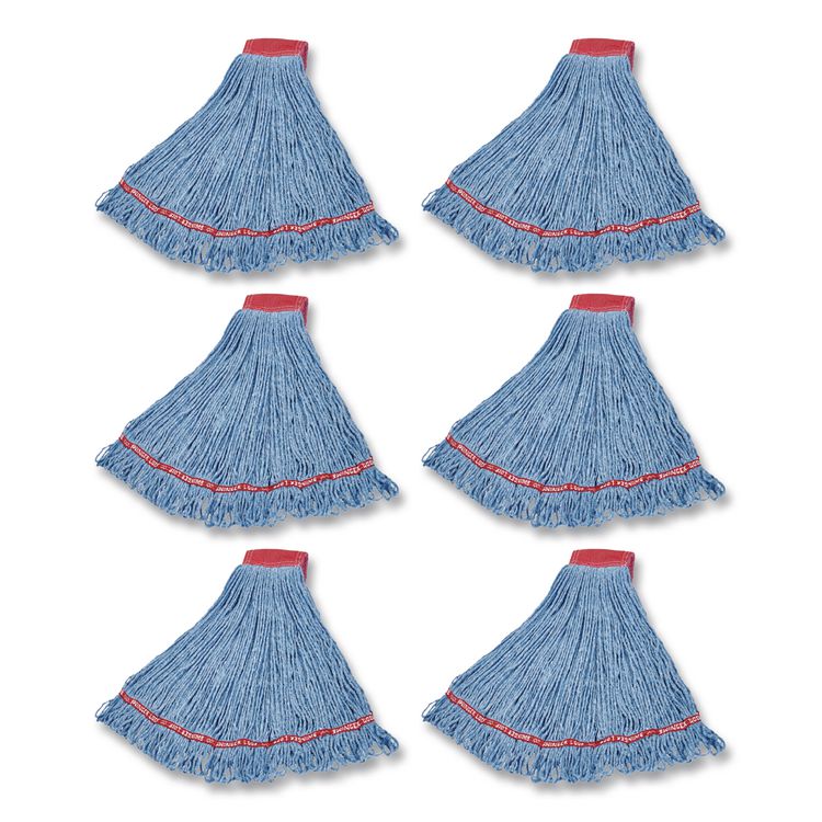 Swinger Loop Wet Mop Heads, Cotton/Synthetic, Large, Blue, 6/Carton