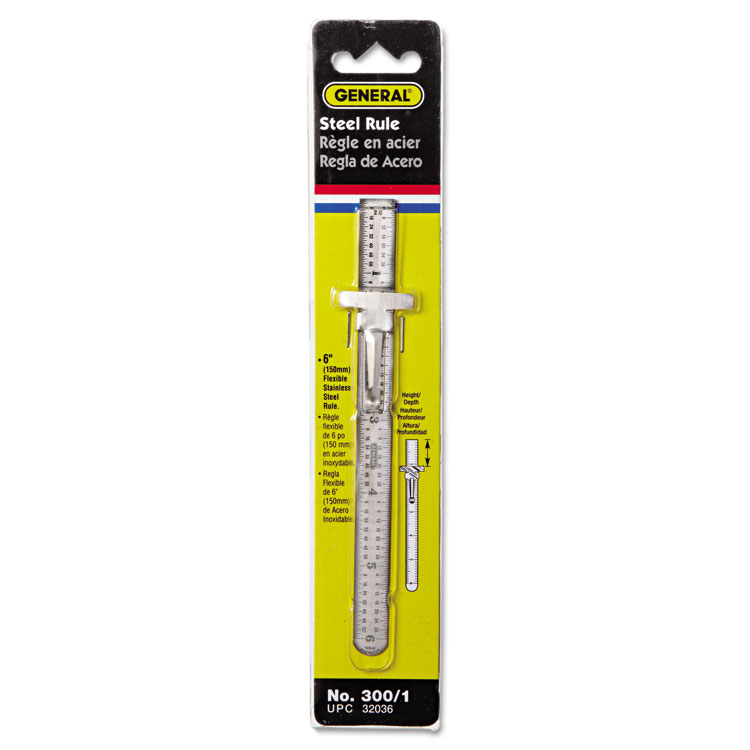 Precision Stainless Steel Ruler, Standard/Metric, 6 in