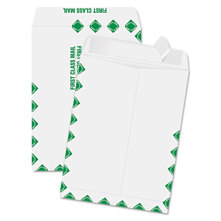 Picture of Redi Strip Catalog Envelope, 9 x 12, First Class Border, White, 100/Box
