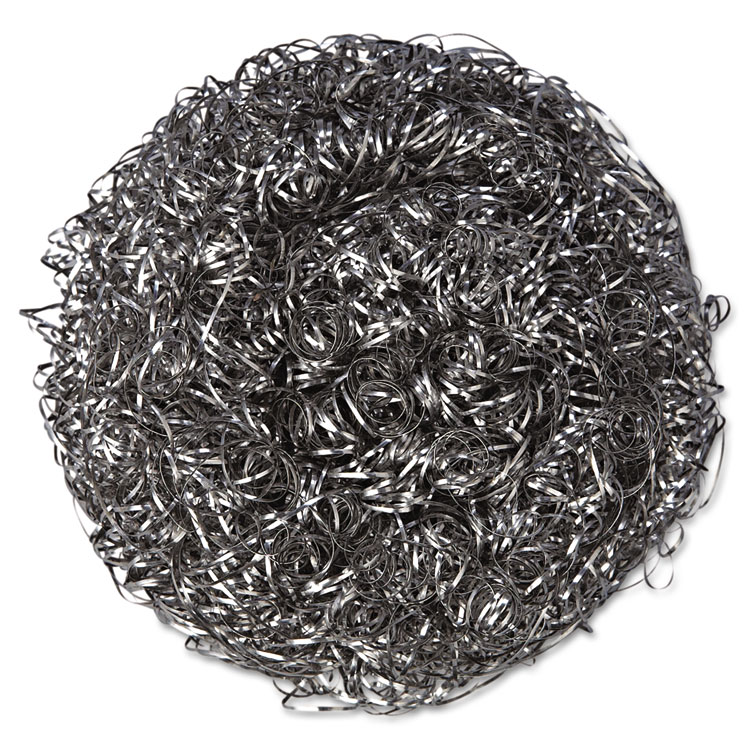 Picture of Stainless Steel Scrubber, Large, 4 X 1 1/2, Steel Gray, 6/pack, 12 Packs/carton