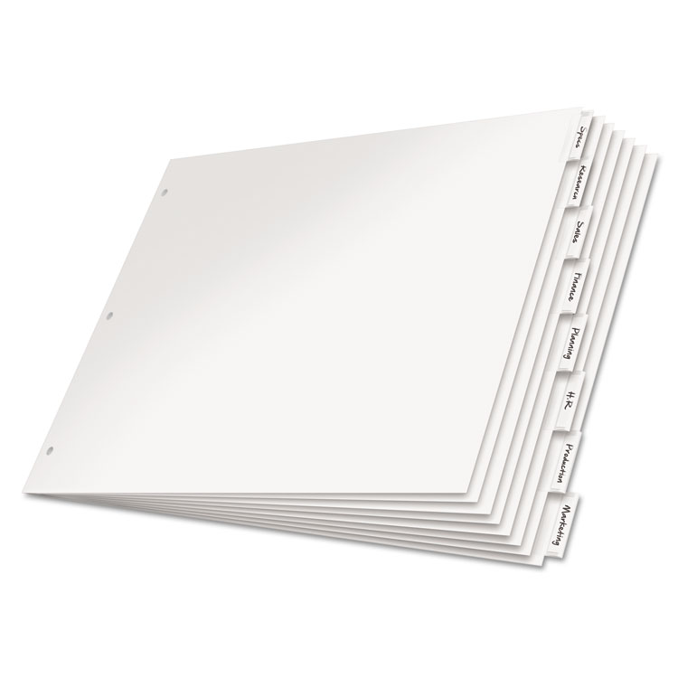Picture of Paper Insertable Dividers, 8-Tab, 11 x 17, White Paper/Clear Tabs