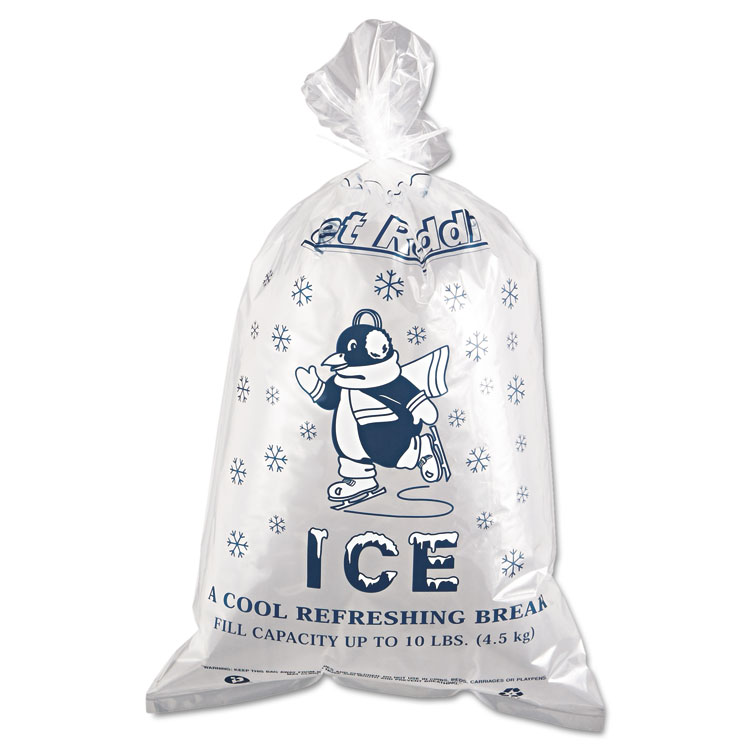 Picture of Ice Bag, 12 x 21, 10lb Capacity, 1.5mil, Clear/Blue, 1000/Carton