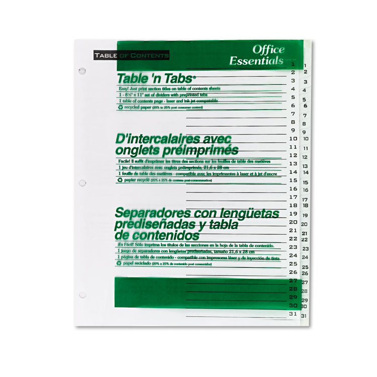 Picture of Table 'n Tabs Dividers, 31-Tab, Letter