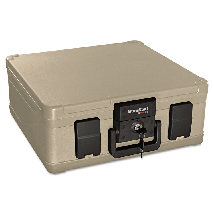 Picture of Fire and Waterproof Chest, 0.27 ft3, 15-9/10w x 12-2/5d x 6-1/2h, Taupe