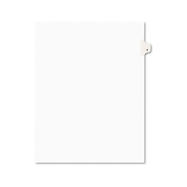 Picture of Avery-Style Legal Exhibit Side Tab Divider, Title: 4, Letter, White, 25/Pack