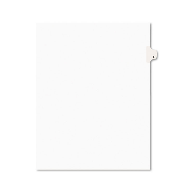 Picture of Avery-Style Legal Exhibit Side Tab Divider, Title: 5, Letter, White, 25/Pack
