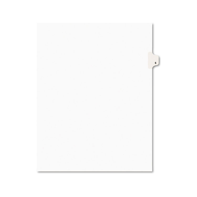 Picture of Avery-Style Legal Exhibit Side Tab Divider, Title: 6, Letter, White, 25/Pack