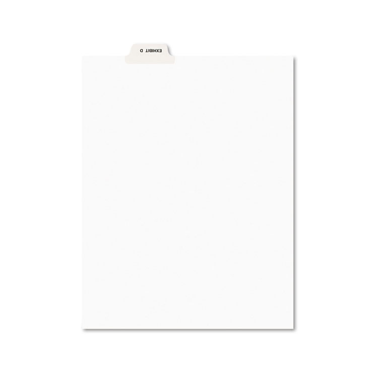 Picture of Avery-Style Preprinted Legal Bottom Tab Divider, Exhibit D, Letter, White, 25/PK