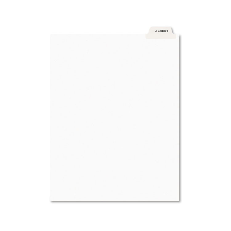 Picture of Avery-Style Preprinted Legal Bottom Tab Divider, Exhibit F, Letter, White, 25/PK