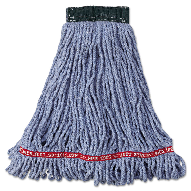 Picture of Web Foot Wet Mop Head, Shrinkless, Cotton/Synthetic, Blue, Medium, 6/Carton