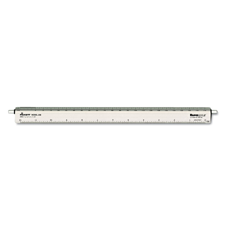 Picture of Adjustable Triangular Scale Aluminum Architects Ruler, 12", Silver
