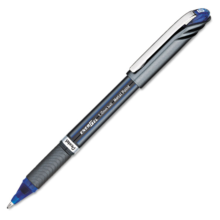 Picture of EnerGel NV Liquid Gel Pen, 1mm, Blue Barrel, Blue Ink, Dozen