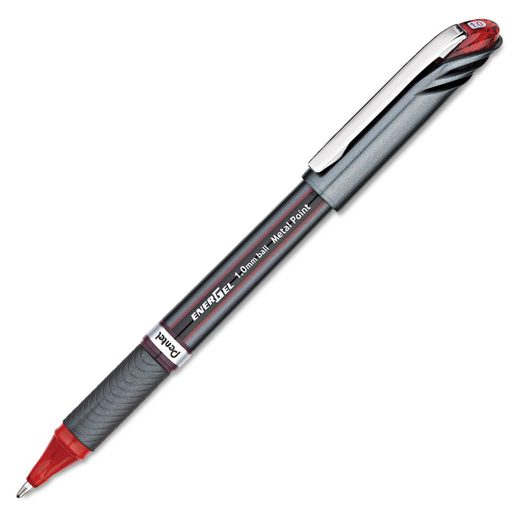 Picture of EnerGel NV Liquid Gel Pen, 1mm, Red Barrel, Red Ink, Dozen