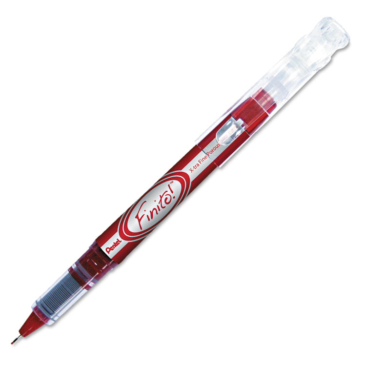 Picture of Finito! Porous Point Pen, .4mm, Red/Silver Barrel, Red Ink