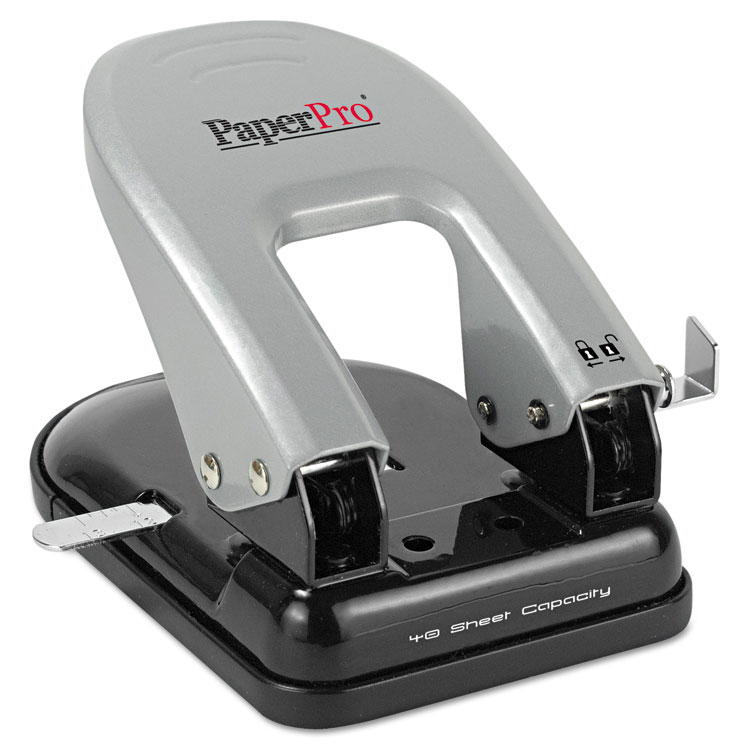 Picture of inDULGE Two-Hole Punch, 40-Sheet Capacity, Black/Silver