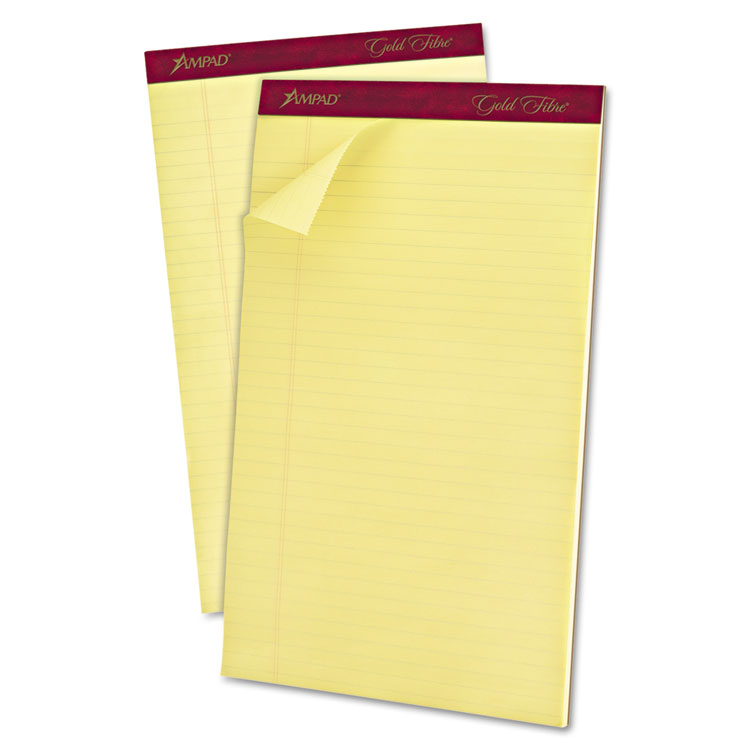 Picture of Gold Fibre Pads, 8 1/2 x 14, Canary, 50 Sheets, Dozen