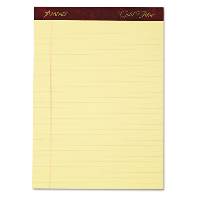 Picture of Gold Fibre Writing Pads, Legal/Wide, 8 1/2 x 11 3/4, Canary, 50 Sheets, 4/Pack