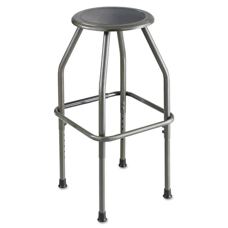 Picture of Diesel Series Industrial Stool, Stationary Padded Seat, Steel Frame, Pewter