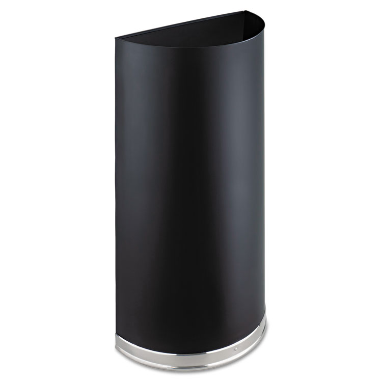 Picture of Half-Round Receptacle, Half-Round, Steel, 12.5gal, Black