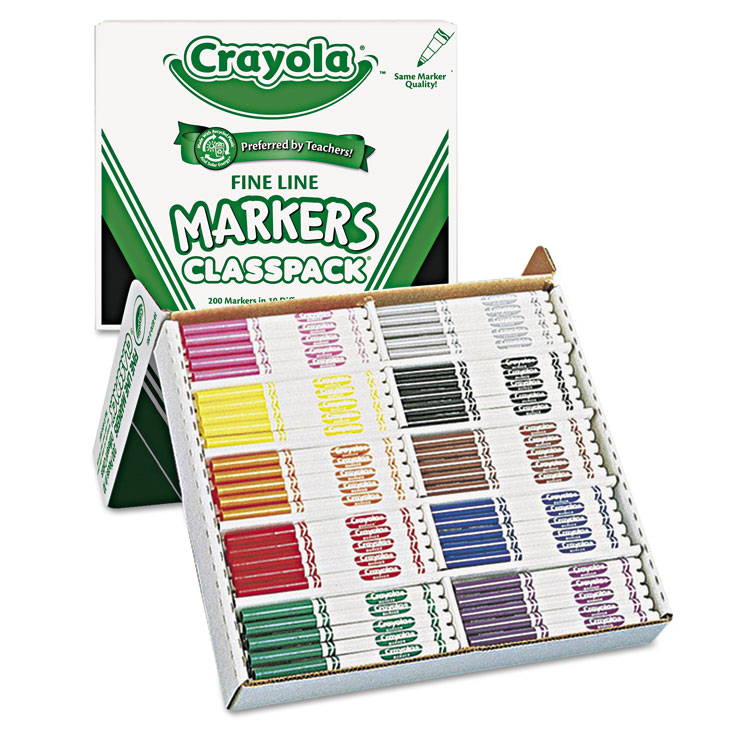 CYO588210 | Crayola® 58-8210 Fine Line 200-Count Classpack Non-Washable ...