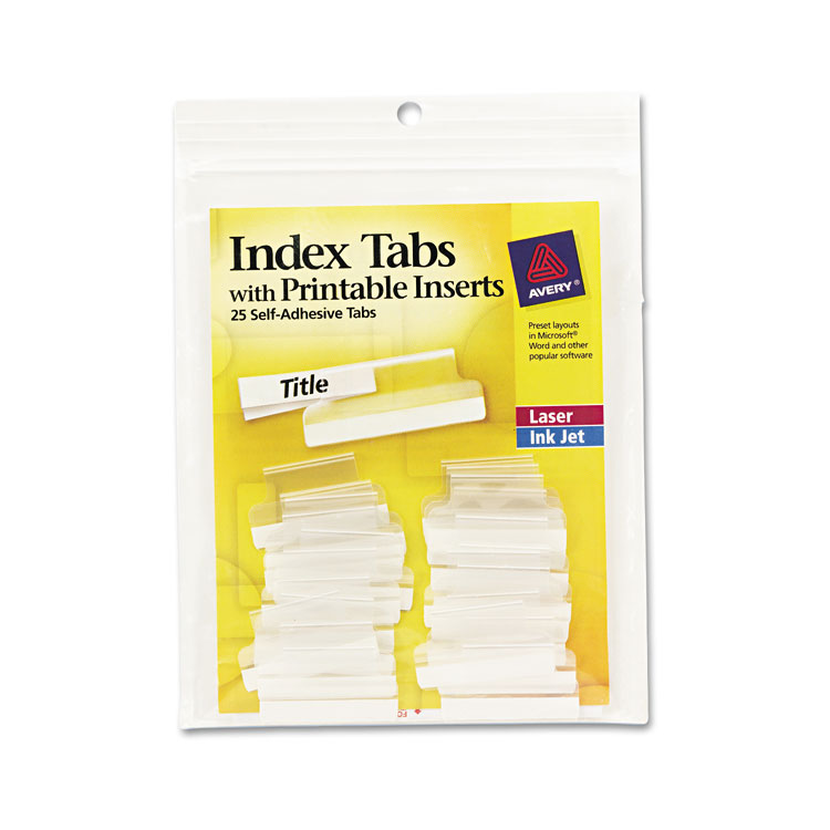Picture of Insertable Index Tabs with Printable Inserts, One, Clear Tab, 25/Pack