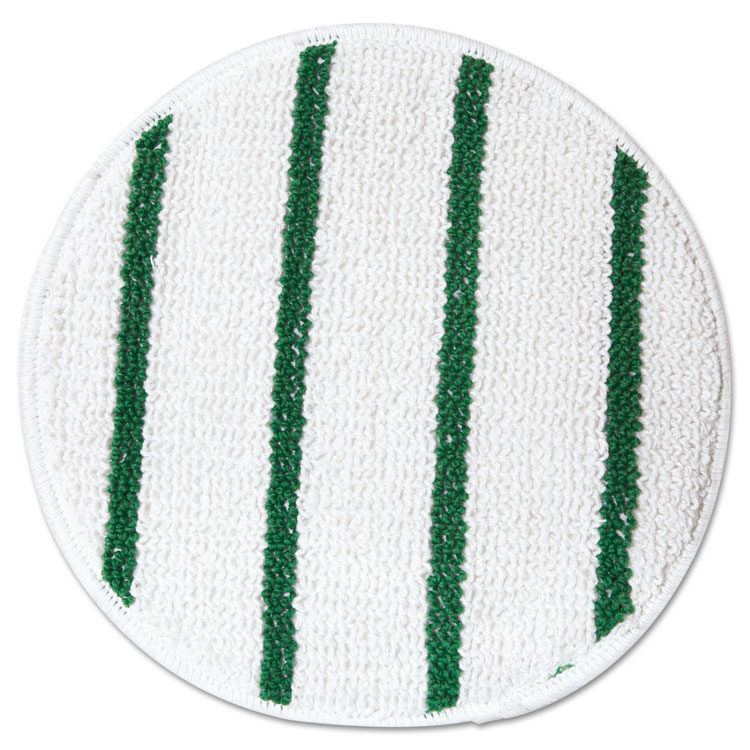 Picture of Low Profile Scrub-Strip Carpet Bonnet, 17" Diameter, White/Green, 5/Carton