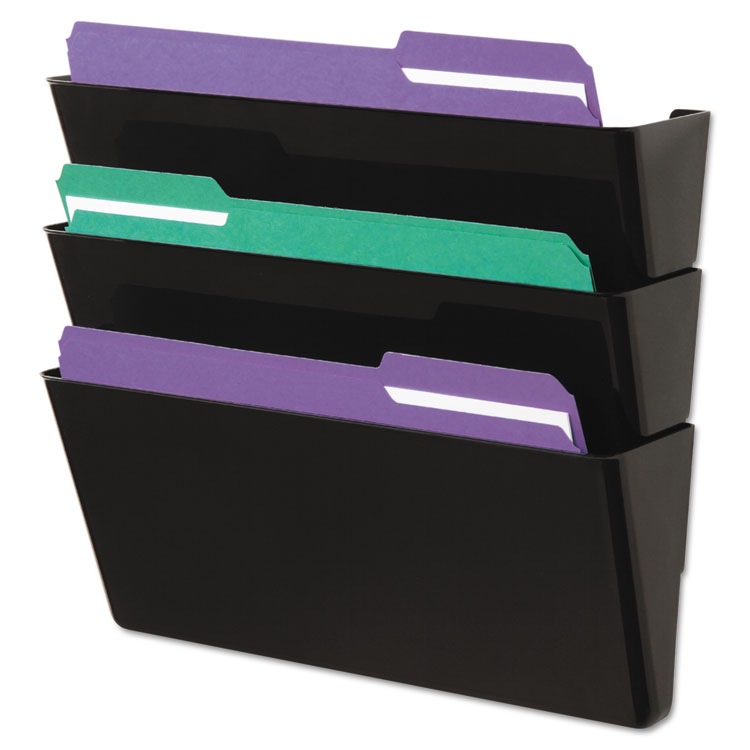 Picture of Recycled Wall File, Three Pocket, Plastic, Black
