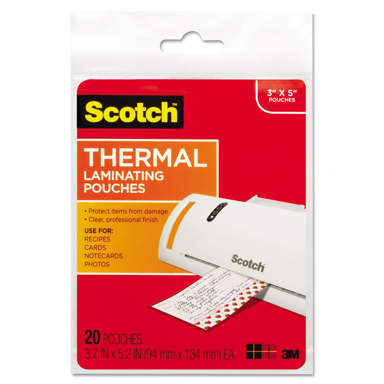 Picture of Index Card Size Thermal Laminating Pouches, 5 mil, 5 3/8 x 3 3/4, 20/Pack
