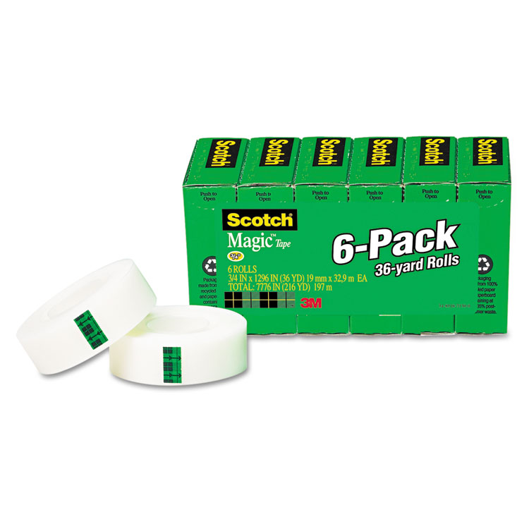 Picture of Magic Tape, 3/4" x 1296", 1" Core, Clear, 6/Pack