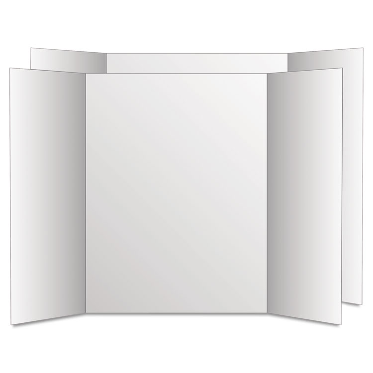 Picture of Too Cool Tri-Fold Poster Board, 28 x 40, White/White, 12/Carton