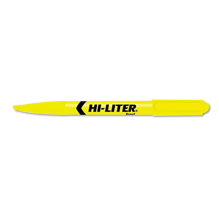 Picture of Pen Style Highlighter, Chisel Tip, Fluorescent Yellow Ink, Dozen