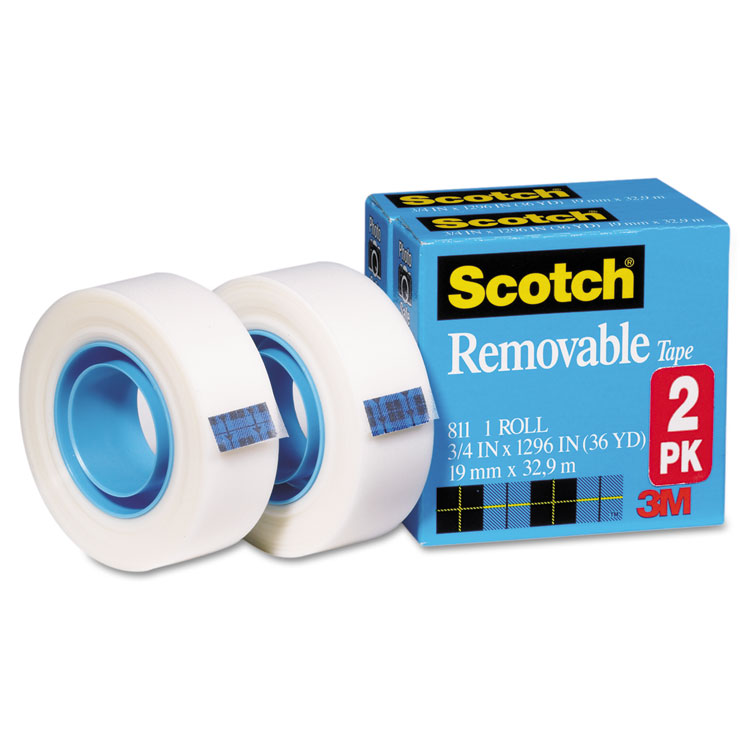 Picture of Removable Tape 811 2PK, 3/4" x 1296", 1" Core, Transparent, 2/Pack