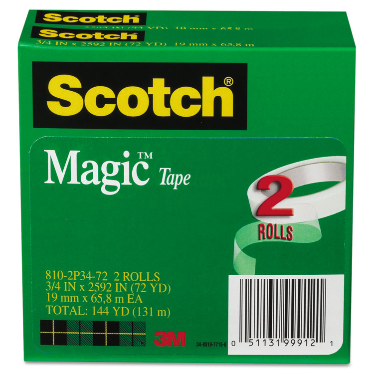 Picture of Magic Tape, 3/4" x 2592", 3" Core, 2/Pack