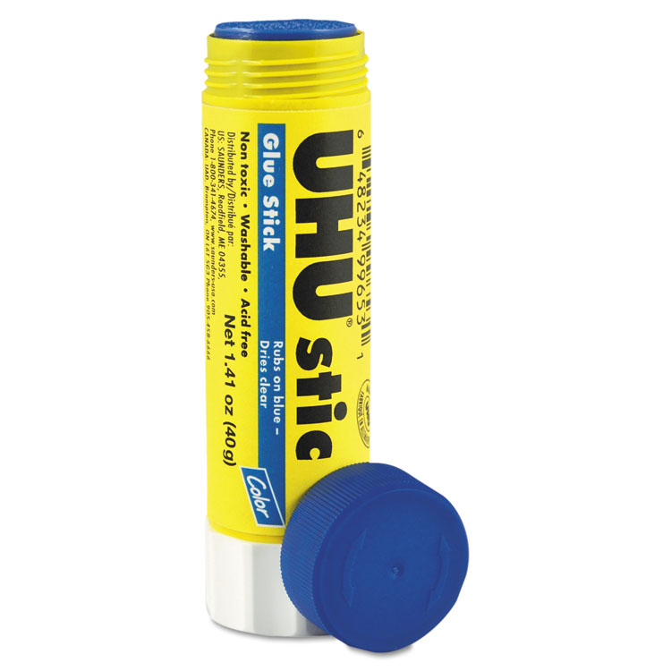 UHU 99655 Glue Stick, 1.41 oz, Pack of 6, Clear/ White