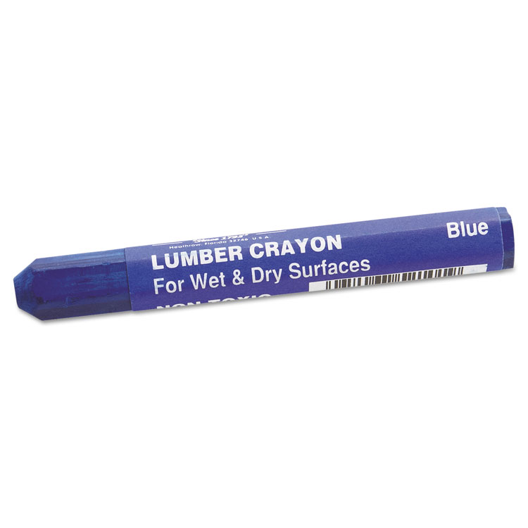 Lumber Crayons, 4 1/2 x 1/2, Blue, Dozen