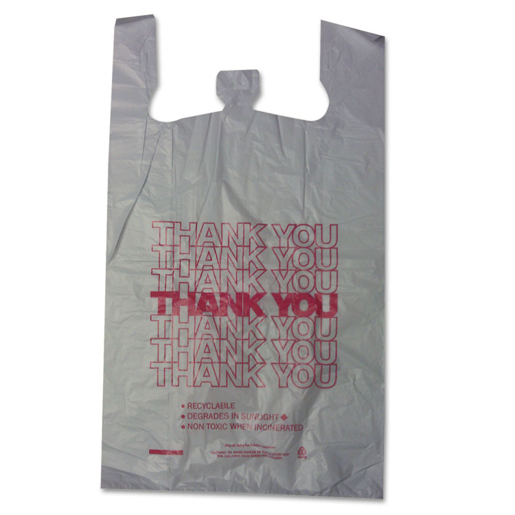 Picture of Thank You High-Density Shopping Bags, 18w X 8d X 30h, White, 500/carton