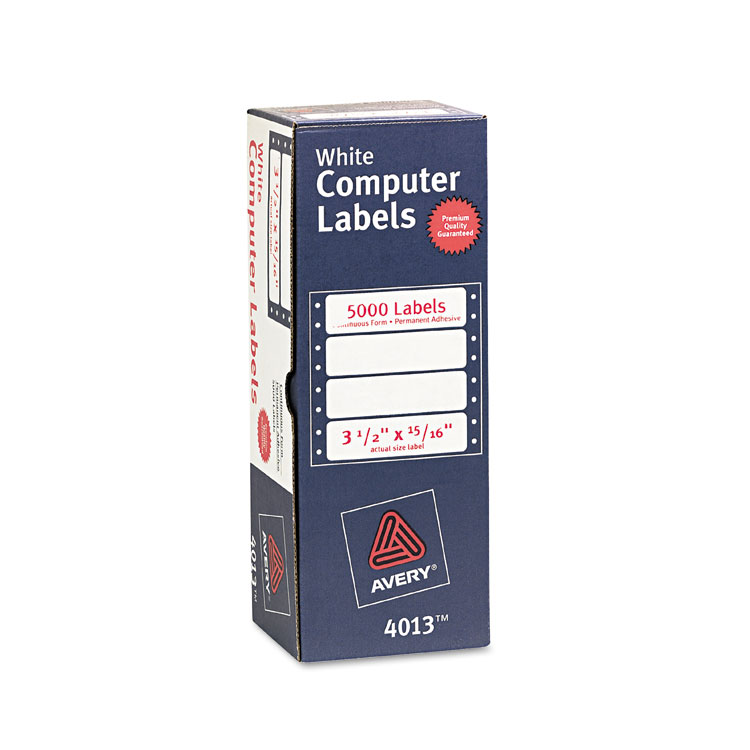 Picture of Dot Matrix Mailing Labels, 1 Across, 15/16 x 3 1/2, White, 5000/Box