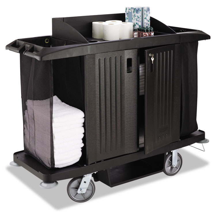 Housekeeping Cart, 22w x 60d x 50h, Black