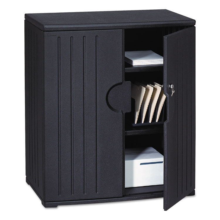 Picture of OfficeWorks Resin Storage Cabinet, 36w x 22d x 46h, Black